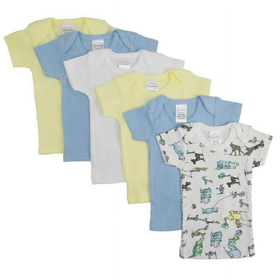 CS-056NB-0568NB Boys Pastel Variety Short Sleeve Lap T-shirts, Assorted & Printed- Newborn
