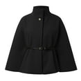 thumbnail image 4 of Fgnfyis Women's Winter Elegant Wool Blend Wrap Coat with Waist Tie for Fashionable Outerwear Black S, 4 of 6