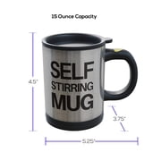 Self Stirring Mug- Reusable Auto Mixing Cup with Travel Lid for Protein Mix, Bulletproof Coffee, Chocolate Milk, Hot Cocoa by Chef Buddy, 15 oz