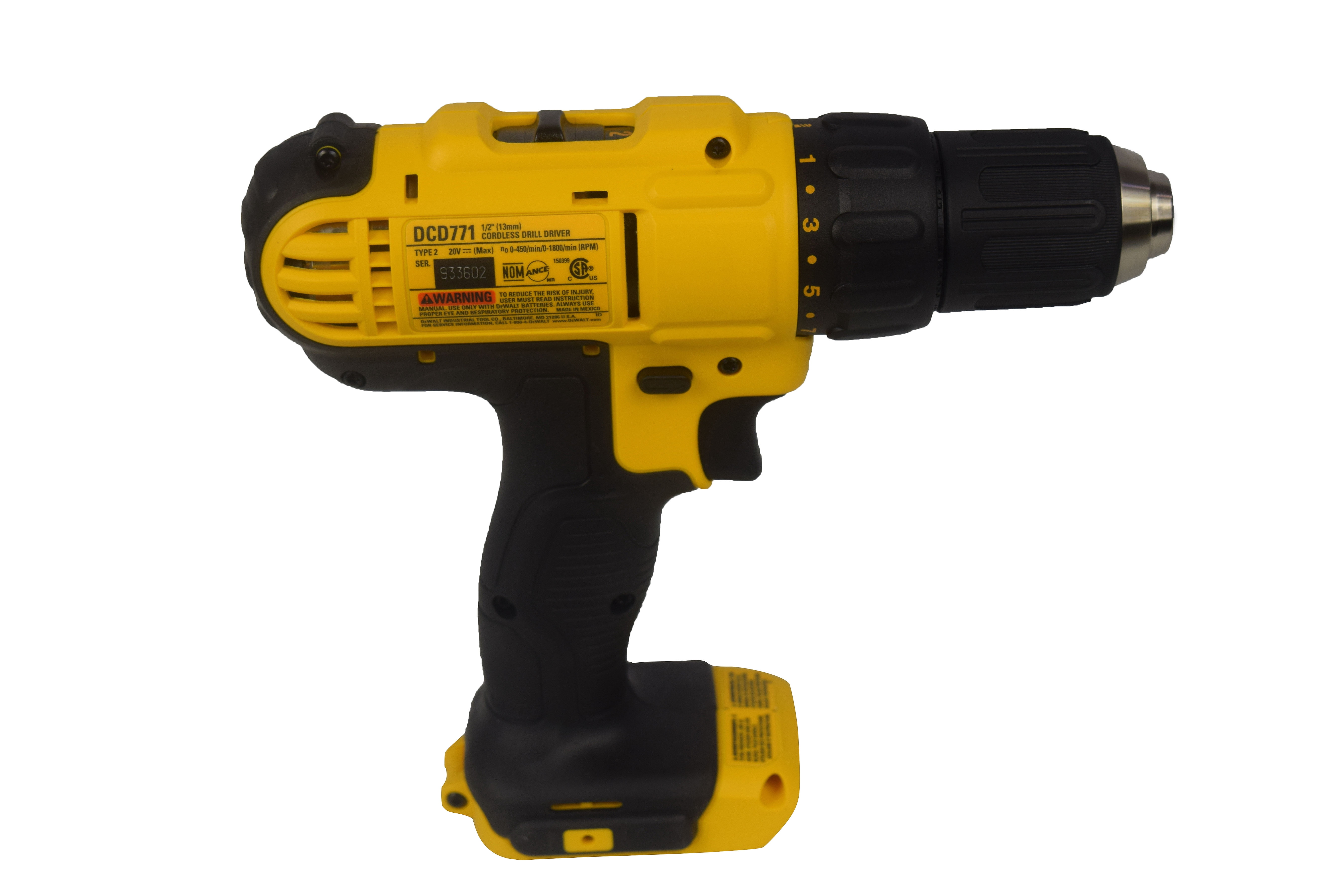 DeWALT Max 1/2" 20V Cordless Compact Drill Driver DCD771B (Bare Tool)