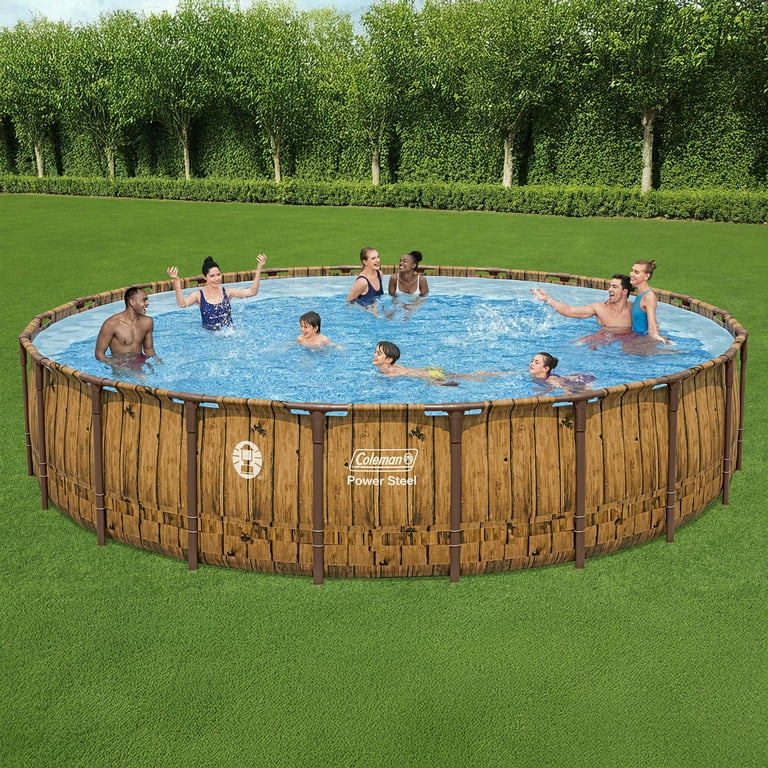 22 ft. x 52 in. Round Metal Frame Above Ground Pool Set - Walmart