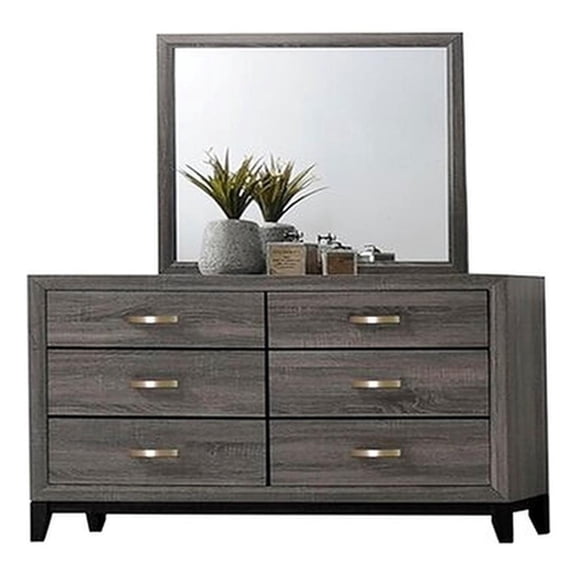 Galaxy Home Contemporary Sierra Wood 6 Drawer Double Bedroom Dresser in Gray