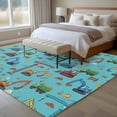thumbnail image 4 of Teal Construction Vehicle Area Rugs 5'x7', Washable Small Throw Rugs for Laundry Room Playroom, Modern Excavator Crane Indoor Outdoor Rug Non-Slip Low Pile Carpet Runner Reversible Floor Mats, 4 of 8