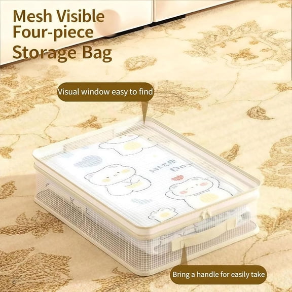 Clear Zippered Storage Bags, See Through Closet Organizer Storage Bags with Zipper, Clothing Organizer for Blankets, Linen, Sweater, Bed Sheet, Quilt, Clothes, Pillow, 15.7x11.8x4.7 Inch