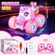 Carsky Unicorn Remote Control Car for Girls 3-8, Rechargeable RC Toy w/ Lights&Music, Indoor Outdoor Gift for Kids 3+