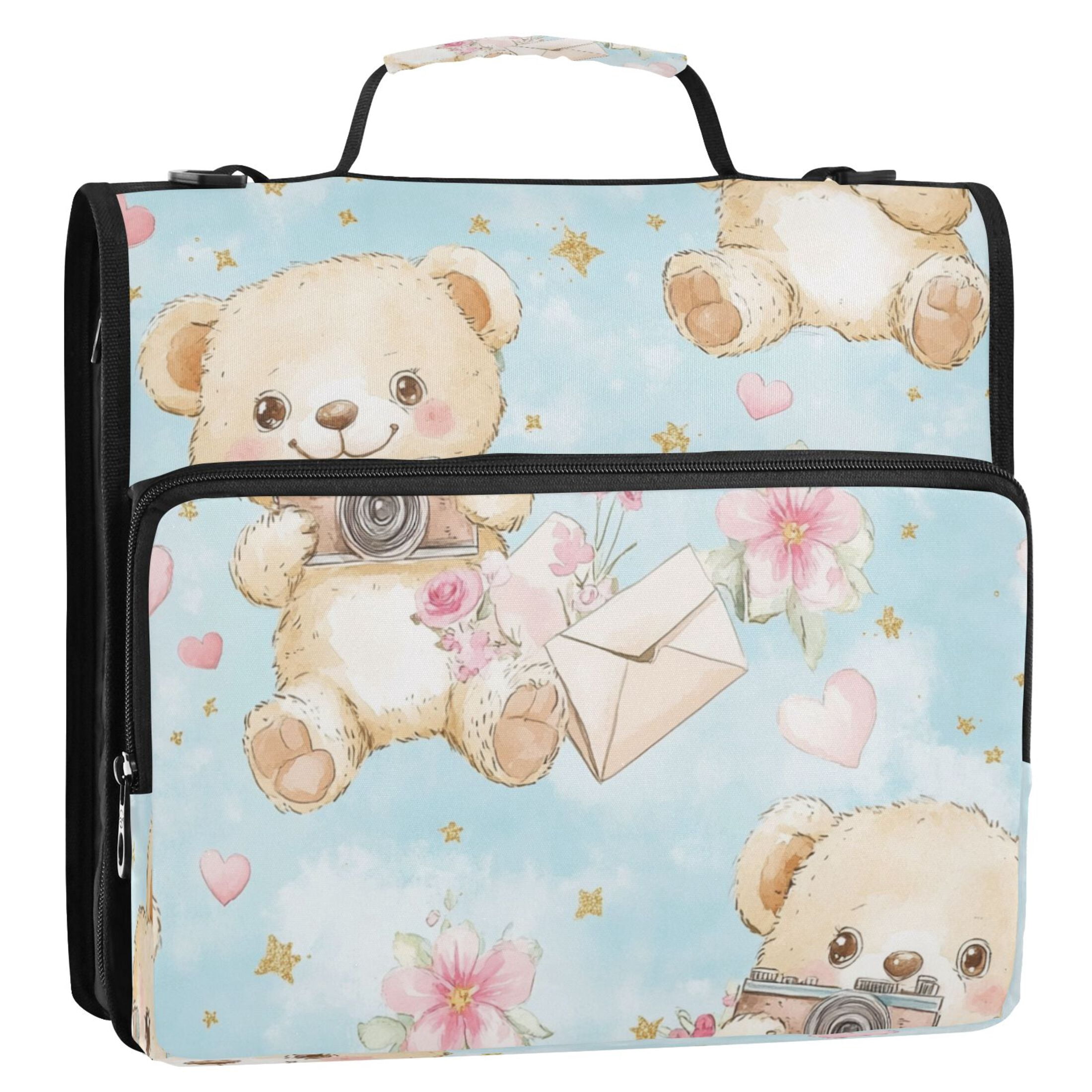 YAZAOO Zipper Binder trapper keeper Documents Organized Design Bear Moments Printed