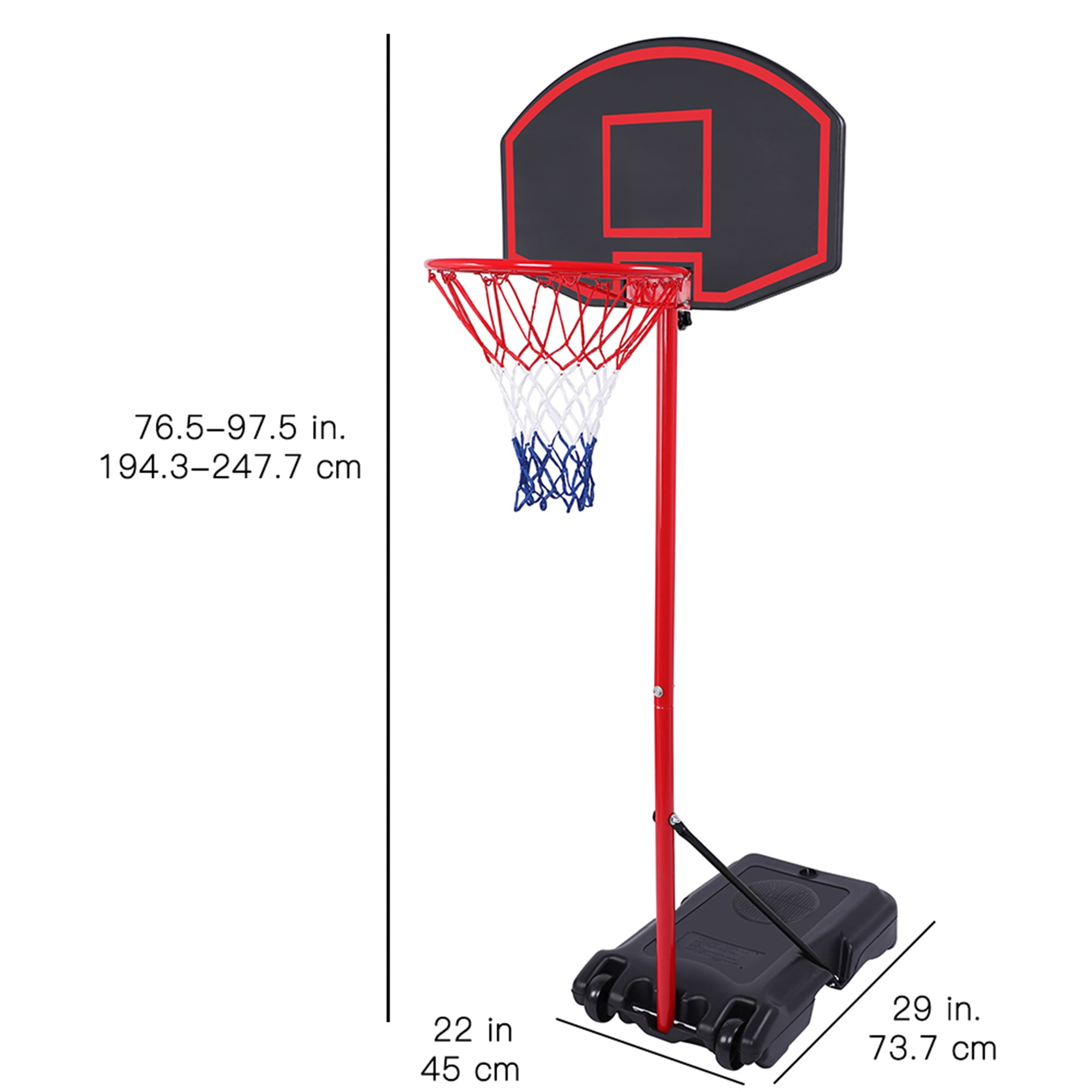 Kadyn Removable Youth Basketball Stand, Portable Basketball Hoop for Kids Teenagers, 6.5'~8.12' Height Adjustable Basketball Hoop Stand W/Wheels, Black & Red Kadyn Removable Youth Basketball Stand, Portable Basketball Hoop for Kids Teenagers, 6.5'~8.12' Height Adjustable Basketball Hoop Stand W/Wheels, Black & Red