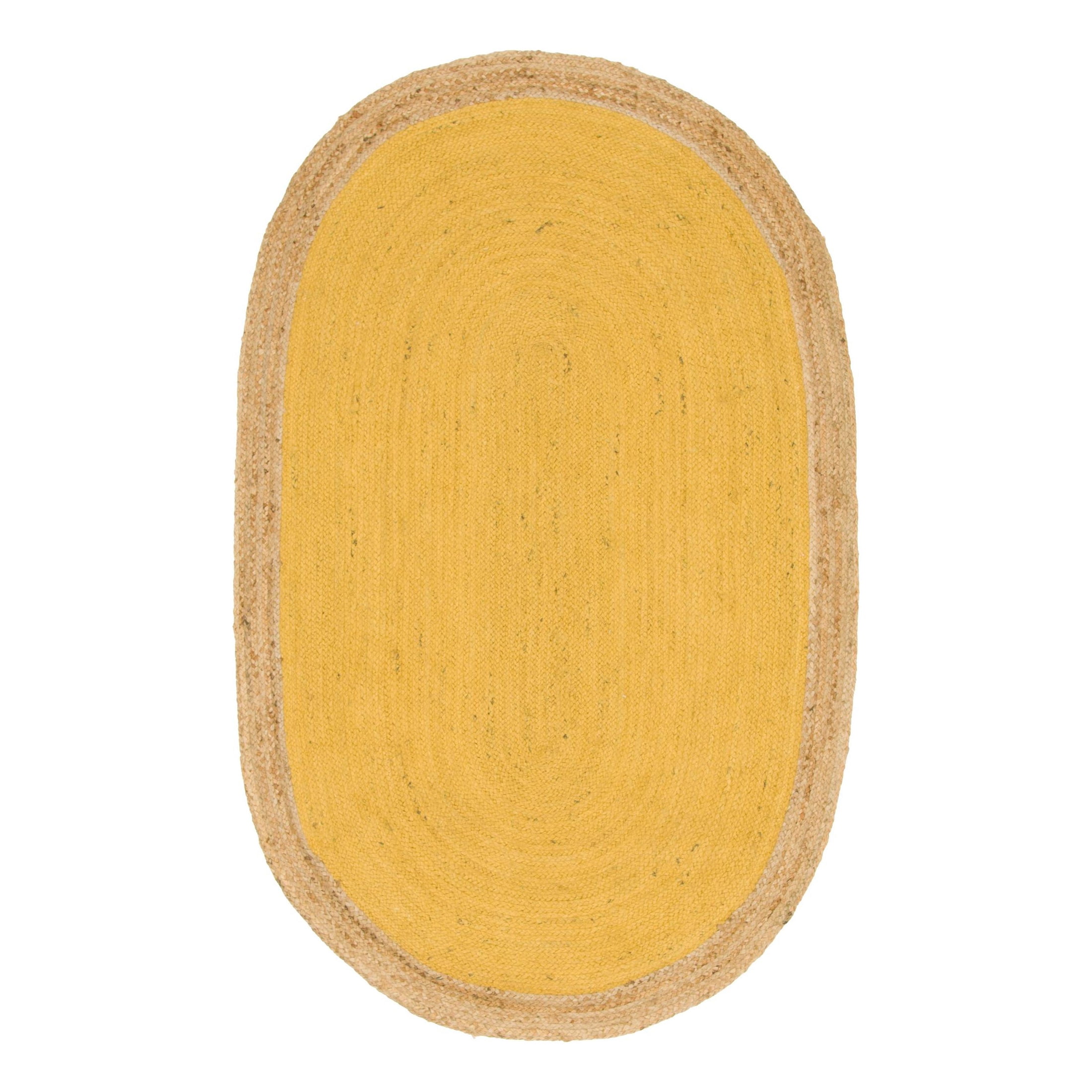 Unique Loom Braided Jute Collection Area Rug - Goa (5' 1" x 8' Oval Yellow/Natural)
