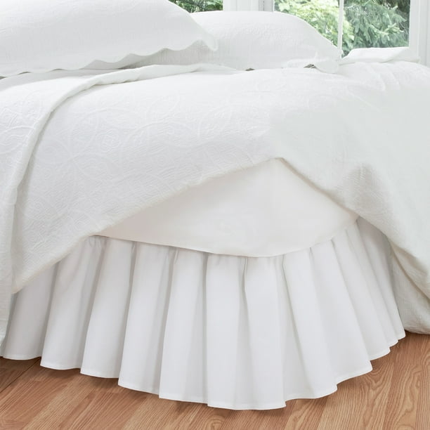 Fresh Ideas Traditiol White Ruffled, California King Linen Bed Skirt