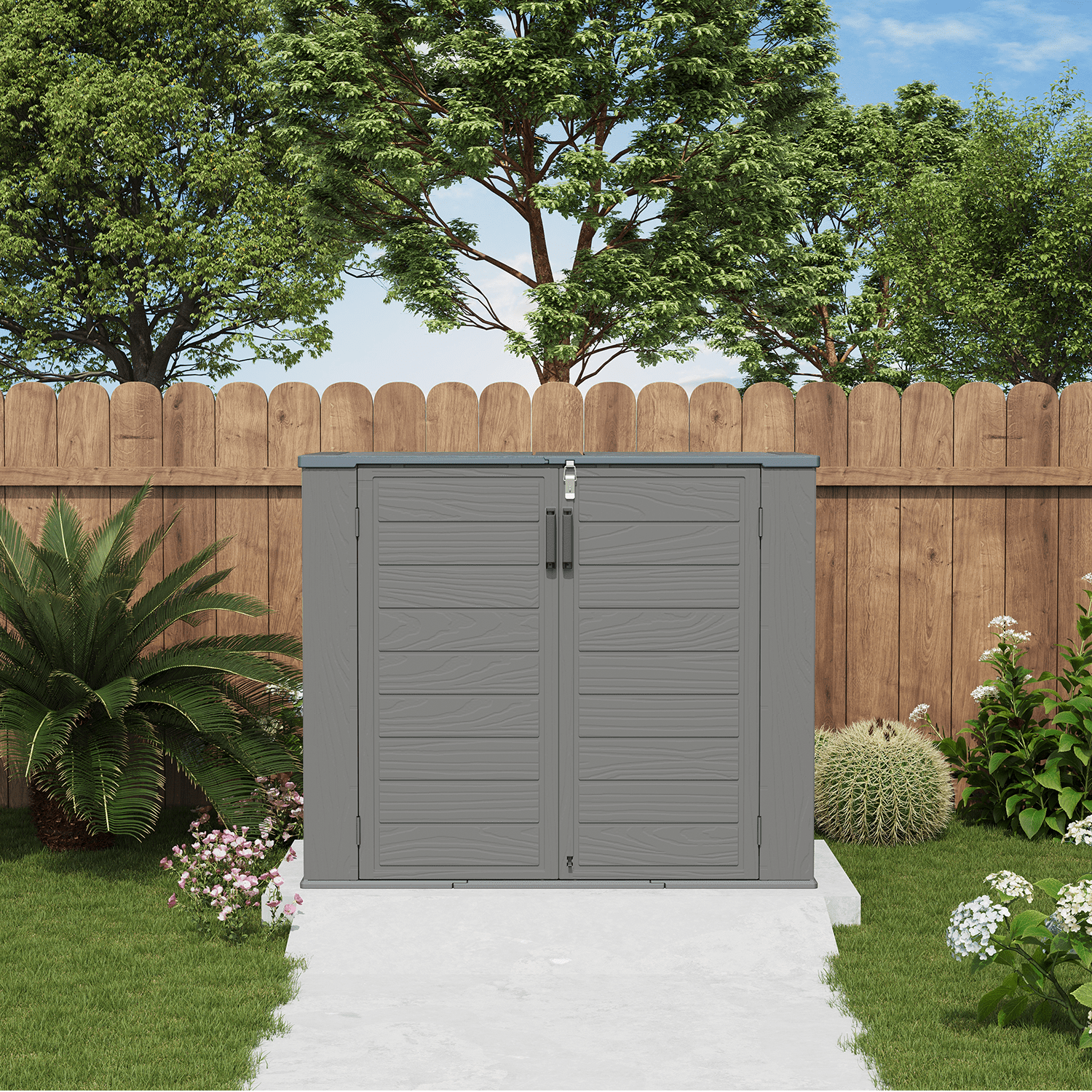 LazySunsets Waterproof Resin Gardening Supplies Storage Shed, 3.9 ft x 4.7 ft x 2.2 ft, Gray