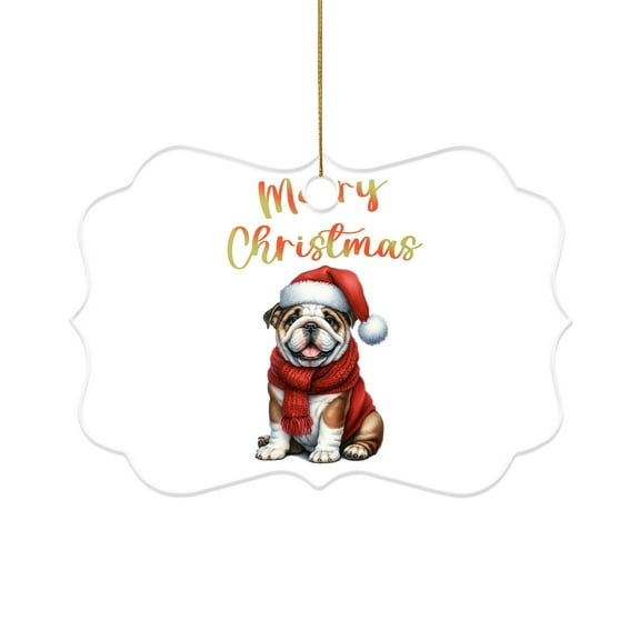 Merry Christmas Bulldog Enjoys Woofmas Winter Xmas Holiday Acrylic Benelux Ornament Dog Lover Gifts Idea Home Tree Decor - 02022