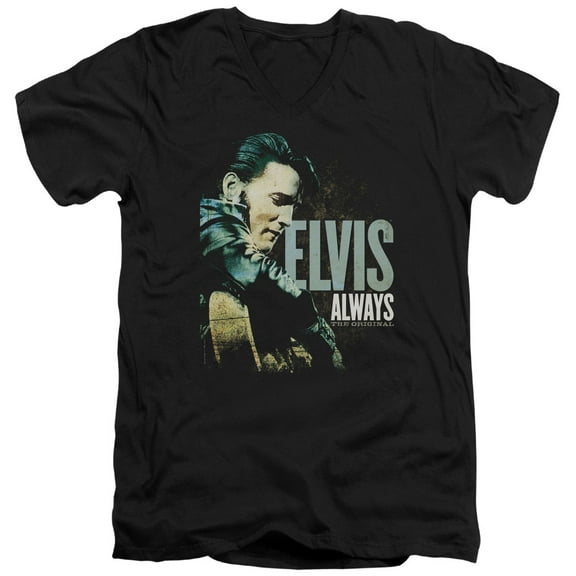 Elvis Presley Always The Original S/S Adult V-Neck T-Shirt Black