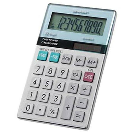 Sharp 10-Digit with Punctuation Twin Power / Glass Top Design Calculator, EL-377MB
