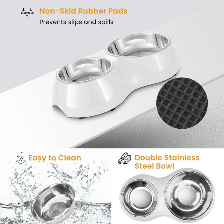 Dog Bowls, Cat Food and Water Bowls Stainless Steel, Double Pet