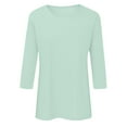thumbnail image 4 of felwors 3/4 Length Sleeve Womens Tops Casual Loose Fit Crewneck T Shirts Cute Solid Three Quarter Length Tunic Tops Light Blue, XXL, 4 of 6