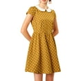 thumbnail image 3 of INSPIRE CHIC Women's Peter Pan Collar Above Knee Hidden Zipper Back a-Line Dress XL Mustard, 3 of 8
