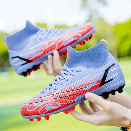

GEDER-S2 Boys High Top Soccer Cleats Comfortable Breathable Lightweight Lace-up Training Shoes For Outdoor Sports