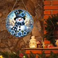 thumbnail image 1 of Letrero de madera redondo Fiudx con forma de muñeco de nieve para puerta de Navidad, 1 of 7