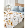thumbnail image 4 of Orange Floral Spring King Size Flat Sheet, Wrinkleproof & Fadeproof Cooling Flat Bed Sheet Only, Butterfly Botanical Summer Breathable Soft Bedding Top Sheets 105 x 98 Inches, 4 of 8