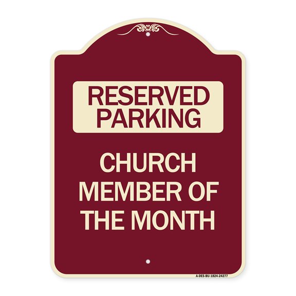 SignMission Designer Series Sign - Church Member of the Month | Burgundy 18" x 24" Heavy-Gauge Aluminum Architectural Sign | Protect Your Business & Municipality | Made in the USA