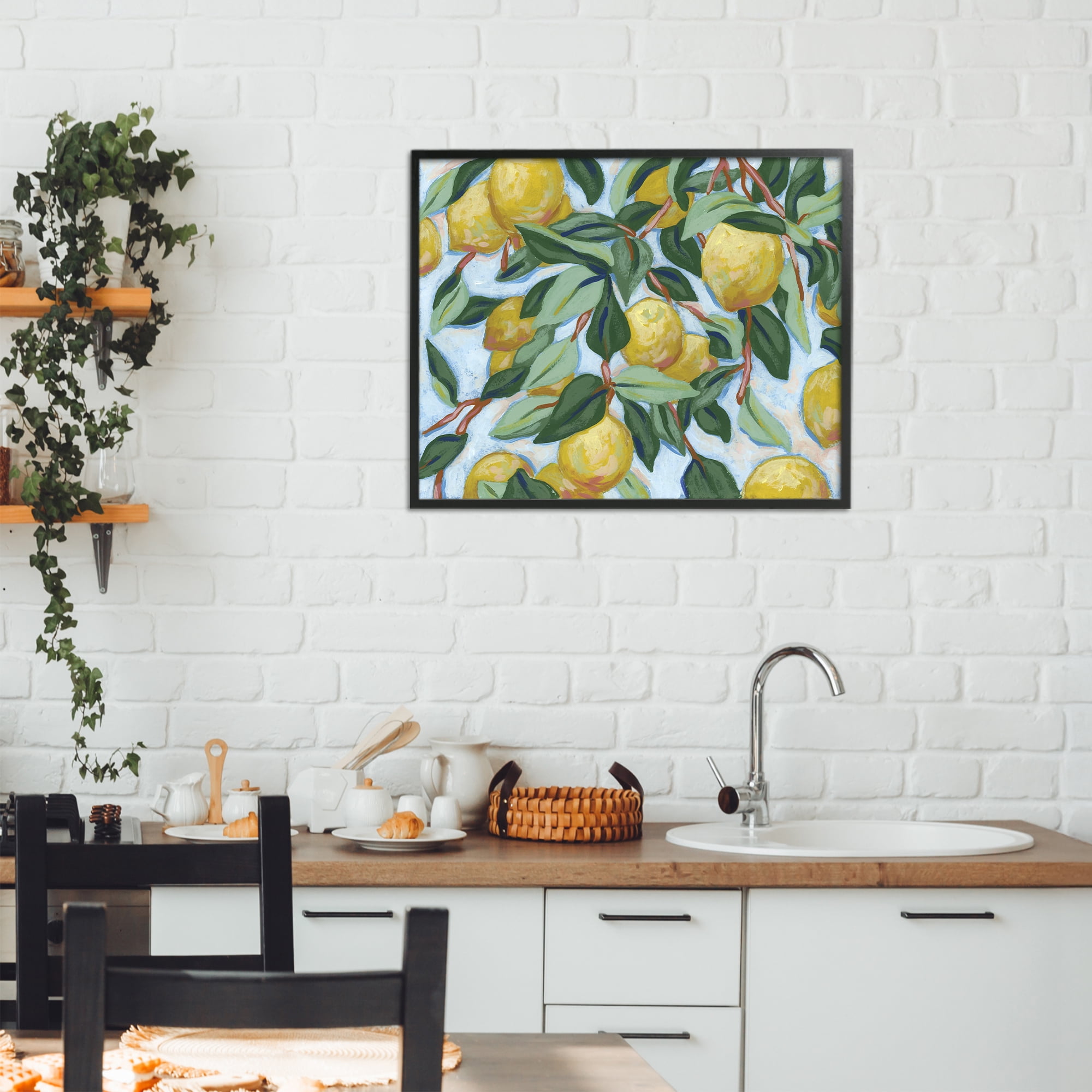 Stupell Industries Summer Citrus Tree Black Framed Giclee Art, design by June Erica Vess