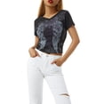 thumbnail image 2 of Liacowi Women Graphic Crop Tops Cute Print Crew Neck Short Sleeve T-Shirts Girls Teen Aesthetic Summer Clothes Streetwear, 2 of 9