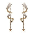 thumbnail image 2 of HYLLai Geometric Spiral Drop Earrings for Women, Shiny Rhinestone Star Design, Lightweight Dangle Jewelry, Gift for Her, Gold, 2 of 9