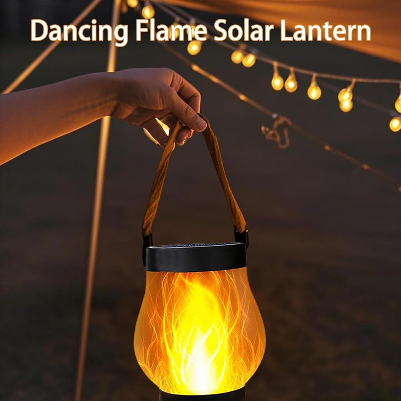 Solar Lantern Outdoor Lights, Dancing Flame Solar Lantern Outdoor Lights, Waterproof Hanging Solars Lanterns, Dual Charging Modes for Garden Yard Decoration (2pcs)