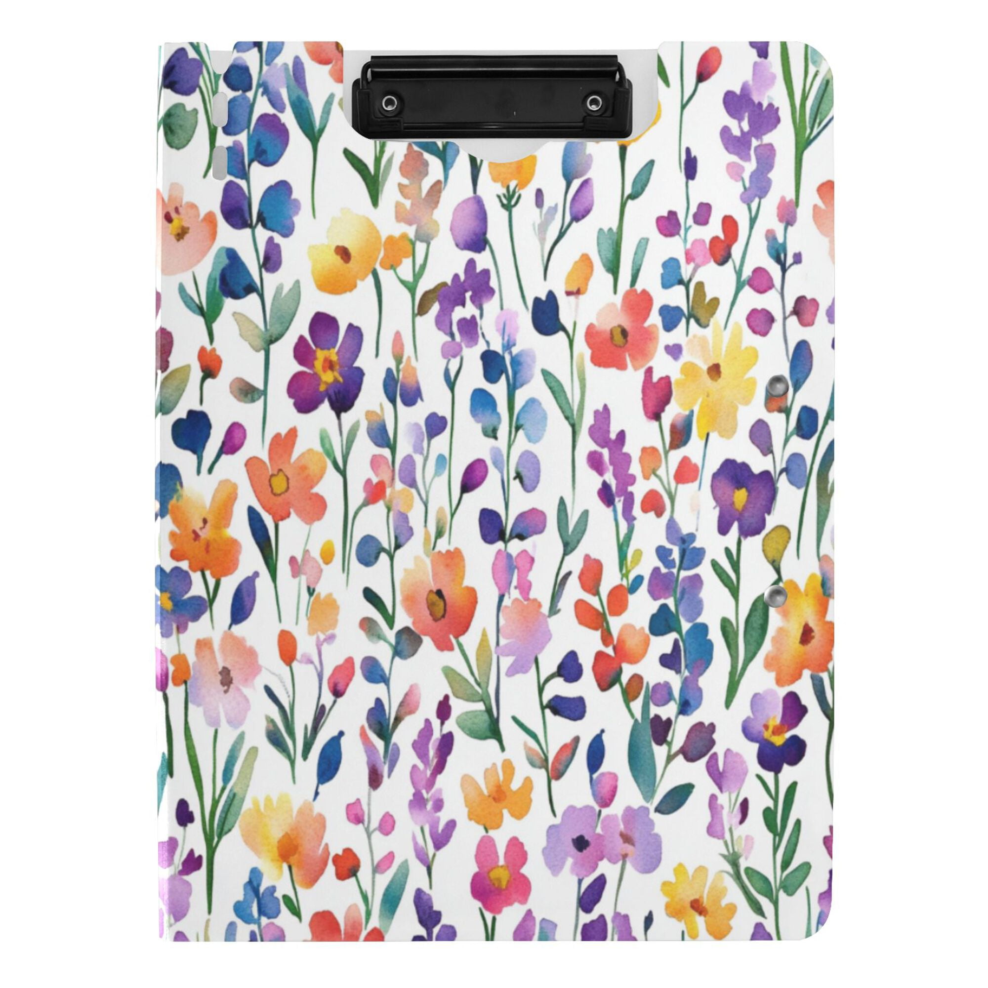FORMRS A4 Clipboard Folder with Pen Holder Horizontal Foldable School Office Binder, Purple Wildflower Pattern
