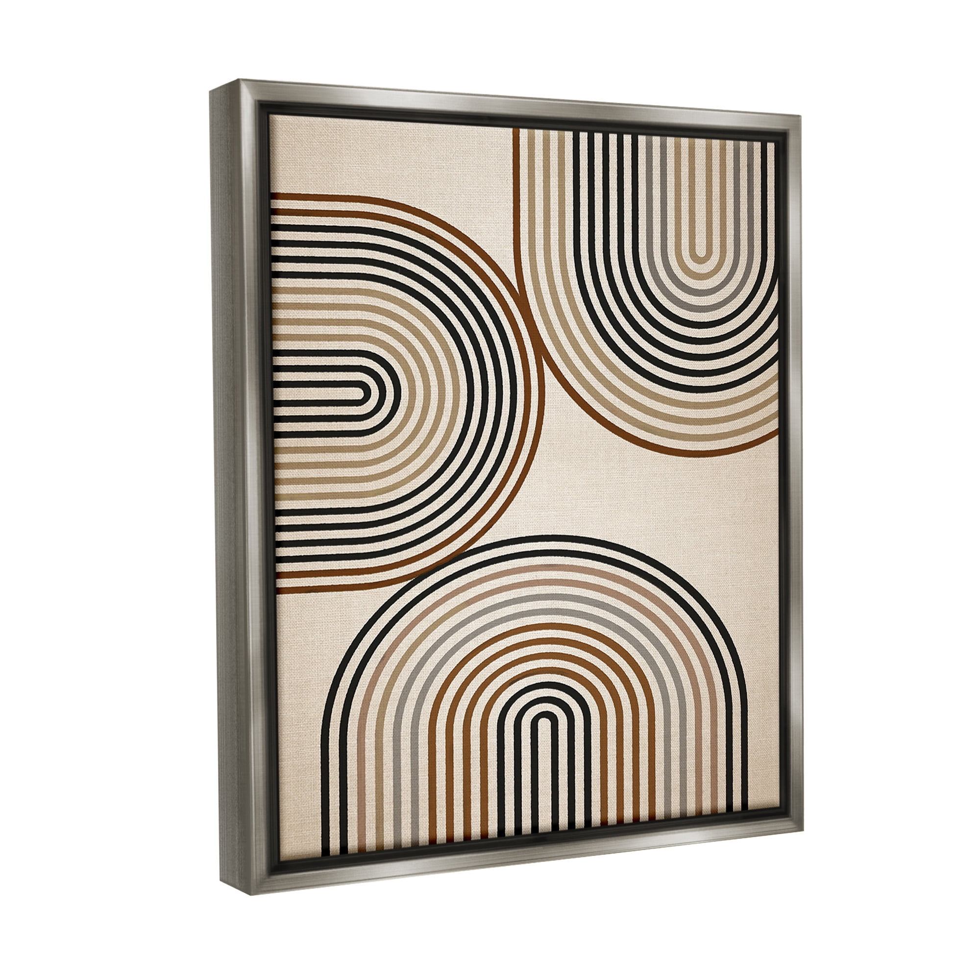 Stupell Industries Natural Boho Arches Abstract Painting Gray Floater Framed Canvas Art Print Wall Art, 25 x 31