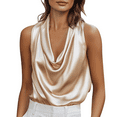 thumbnail image 2 of Women's Silk Satin Tank Top, Casual Camisole Sleeveless Business Blouse for Dressy Summer Work and Office Wear,Beige,L, 2 of 8