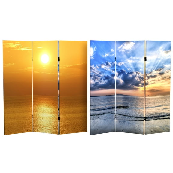 4 ft. Short Double Sided Sunrise¬† Canvas Folding Screen