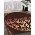 thumbnail image 3 of Ahgly Company Machine Washable Indoor Round Transitional Black Brown Area Rugs, 7' Round, 3 of 7