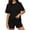 Black, variant on 2 Piece Cotton Pajamas for Women Short Sleeve Crewneck Top & Drawstring Waist Shorts Summer Pjs Sets (2XL, Sky Blue)