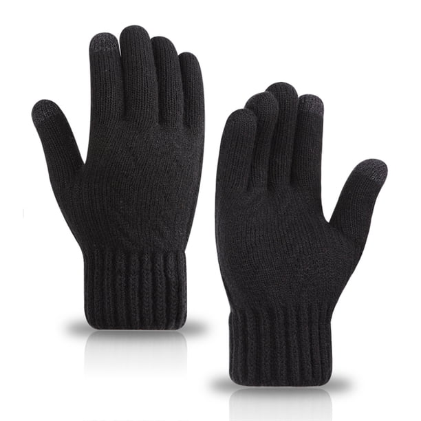 Guantes de invierno unisex para exteriores, cálidos, elásticos, gruesos, de punto, térmicos, para hombre