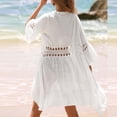 thumbnail image 4 of KIHOUT Women's Black Sheer Swimsuit Cover Up | Lace Cutout Waist Tie Kimono Beach Dress for Vacation & Casual Wear, 4 of 9