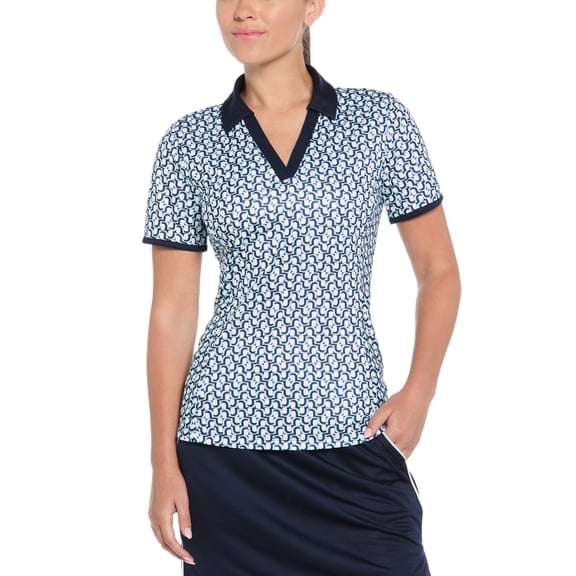 Ben Hogan Women's Performance V-Neck Textured Short Sleeve Golf Polo Shirt, Sizes XS-XXL