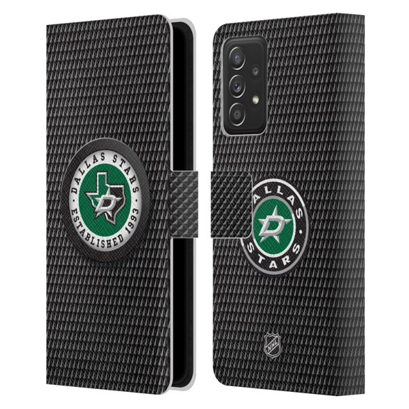 Head Case Designs Officially Licensed NHL Dallas Stars Puck Texture Leather Book Wallet Case Cover Compatible with Samsung Galaxy A52 / A52s / 5G (2021)