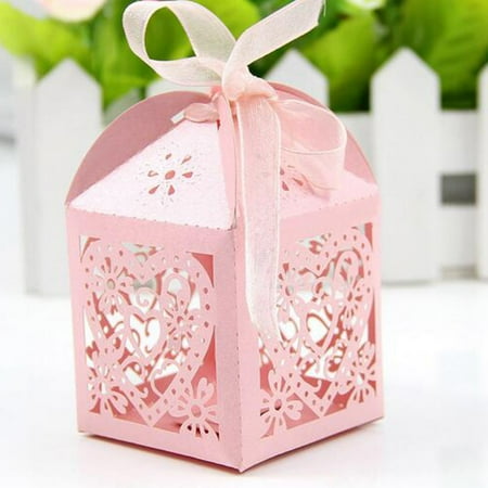 10 Pcs Wedding Favor Box Bridal Shower Party Sweet-heart Hollow Candy Sugar...