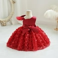 thumbnail image 4 of Alvivi Flower Girl Wedding Party Formal Gown Toddler 3D Butterfly Applique Tulle Tutu Princess Dress Burgundy 4-5, 4 of 7