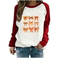 thumbnail image 1 of Rbaofujie Chandails pour Femmes Mode Action de Grâce Décontracté Imprimé Col Rond Ample Manches Longues T-shirt Blouse Rouge Graphique Chandails à Capuchon, 1 of 4