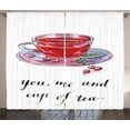 thumbnail image 1 of Cranberry Curtains 2 Panels Set, You Me and Cup of Tea Quote with Herbal Tea Cup Watercolor Style Hand Drawn Art, Window Drapes for Living Room Bedroom, 108W X 90L Inches, Multicolor, by Ambesonne, 1 of 3