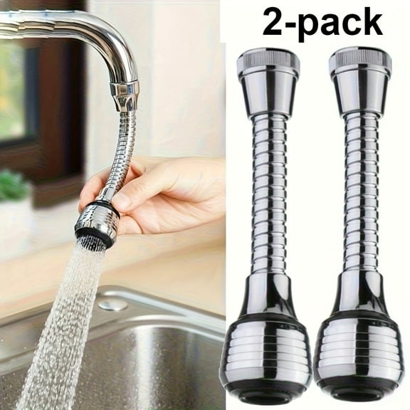 2 Pack 360° Rotatable Faucet Extenders - High Pressure, 2-Mode Adjustable for Gentle Shower and Powerful Spray, Water-Saving Anti-Spill Design Suitable for Kitchen & Bathroom Sinks