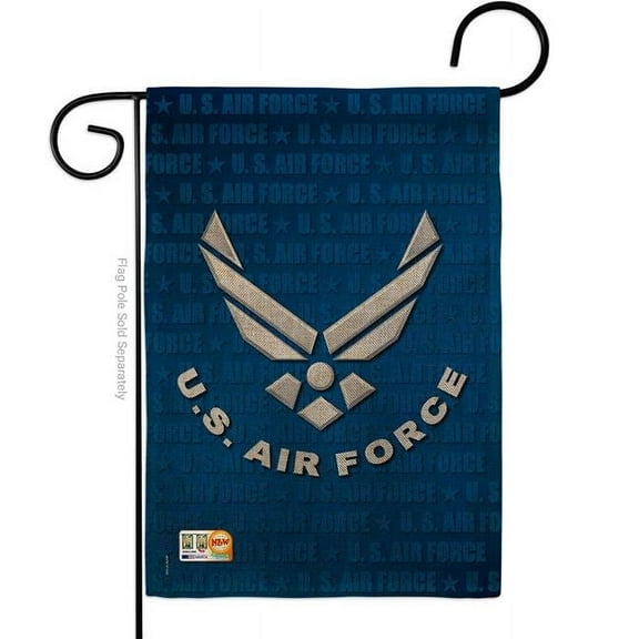 Breeze Decor BD-MI-G-108053-IP-DB-D-US11-AF 13 x 18.5 in. US Air Force Burlap Americana Military Impressions Decorative Vertical Double Sided Garden Flag