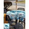 thumbnail image 4 of Outdoor Tablecloth with Umbrella Hole and Zipper, Coastal Turtle Blue Square Table Cloth 60x60 Inch Waterproof Tablecloth, Summer Beach Nautical Coral Starfish Picnic Table Cover for Patio Camping, 4 of 7