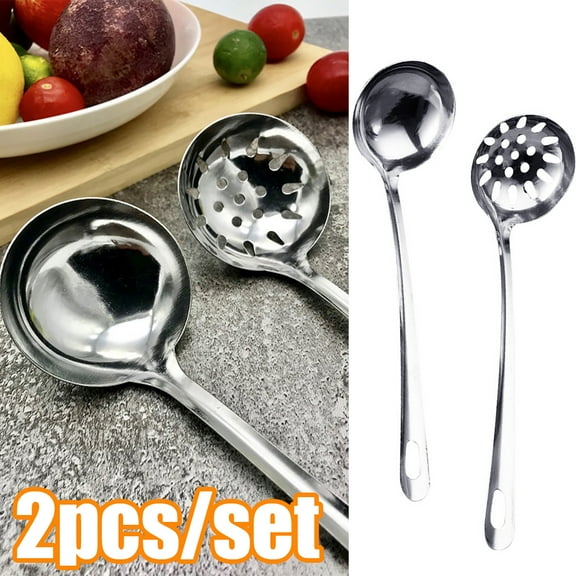Travelwant 2Pcs/Set Stainless Steel Kitchen Ladle, Soup Ladle,Cooking Ladle for Soup Heat-proof Design of Hollow Handle,Stainless Steel Ladle for Cooking