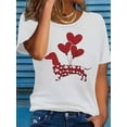 thumbnail image 1 of Valentine's Day Heart & Dachshund Applique T-Shirt for Women - Casual Crew Neck, Short Sleeve, Blend, Machine Washable - Perfect for All Seasons Tee For Adult, Men, Women, Teen, Teenager, Adolescent,, 1 of 5