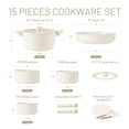 thumbnail image 2 of Carote Ceramic Cookware Sets, 15 Pcs Pots and Pans Set with Detachable Handle, Cream, 2 of 8