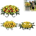 thumbnail image 2 of DVKOVI Artificial Cemetery Flowers for Grave HeadstOne Flower Saddle Silk Sunflowers Cemeteries Memorial DecoratiOn B One Size, 2 of 6