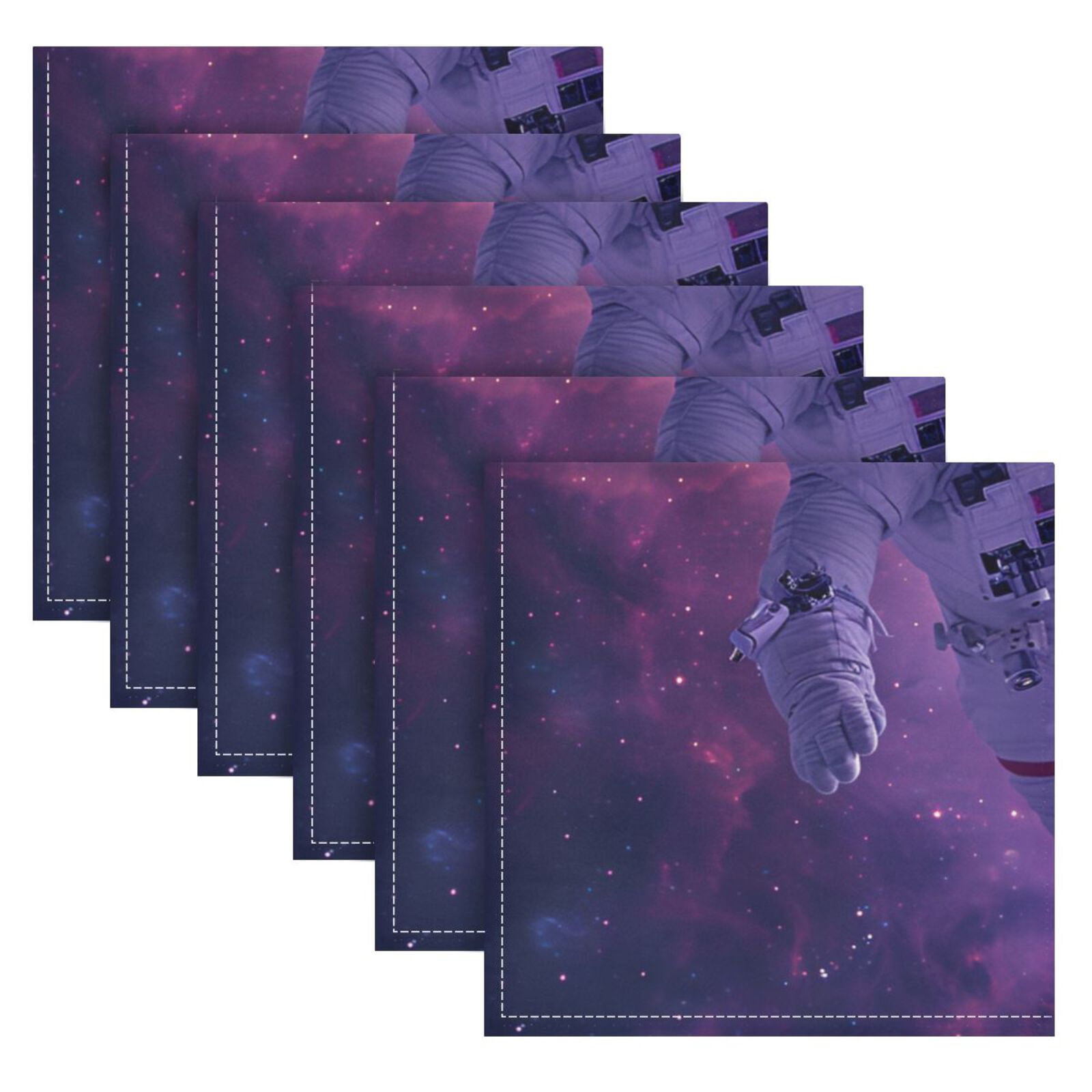 JSTEL Astronaut Cat Funny Cloth Napkins Set of 6, 20x20 Inch Washable and Reusable Napkin for Decoupage Dinner Party Everyday Use